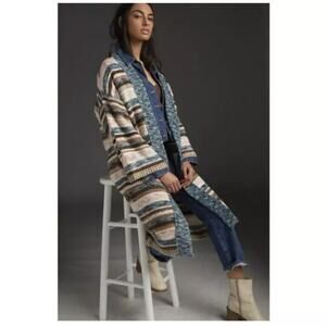 Anthropologie Lizzie Shimmer Knit Longline Cardigan Duster Kimono One Size
